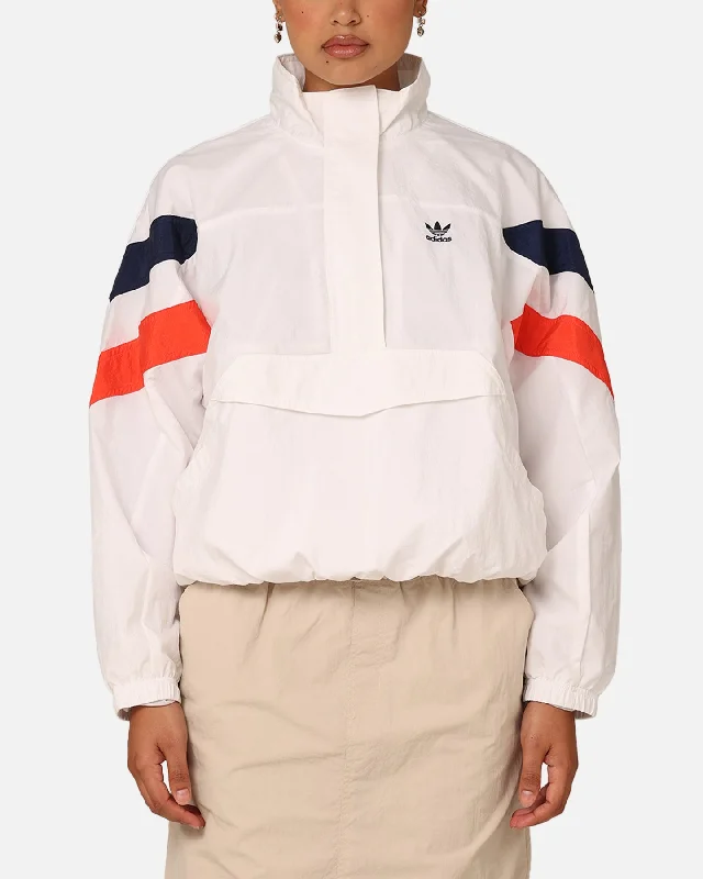 Adidas Women's Half-Zip Windbreaker Jacket Cloud White Rayon Jacket Velvet Jacket Corduroy Jacket