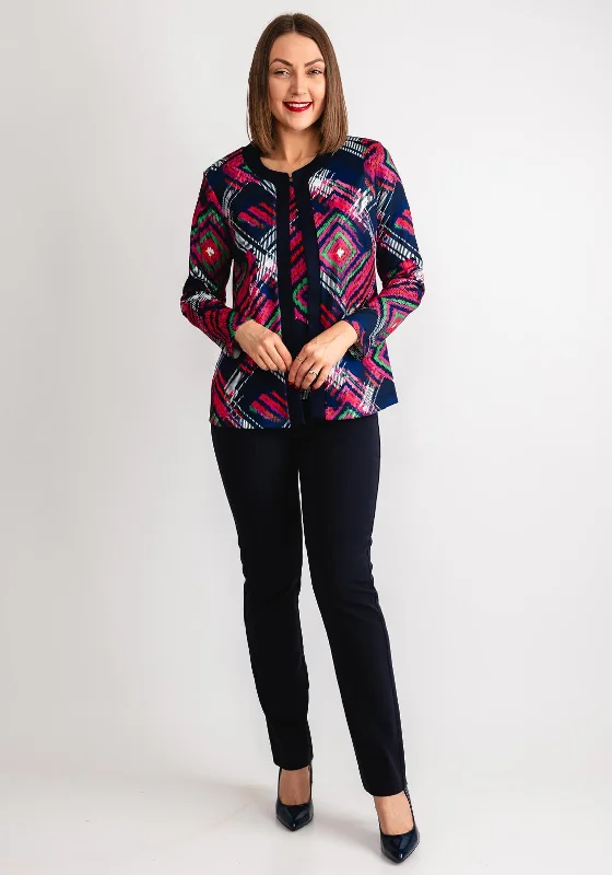 Avalon Navy Abstract Diamond Print Jacket and Top Twinset, Navy Multi Herringbone Jacket Checkered Jacket Solid Jacket