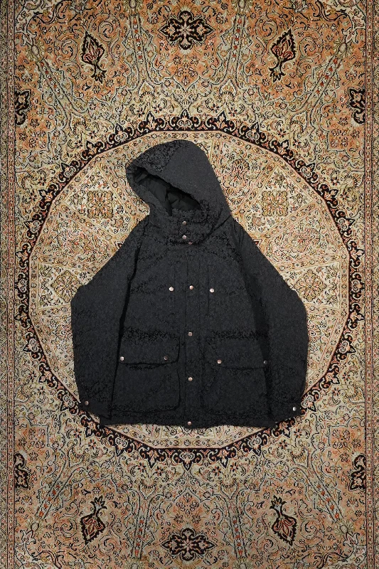 SUGARHILL URETHANE JACQUARD PUFFER JACKET (BLACK) Zippered Jacket Buttoned Jacket Snapped Jacket