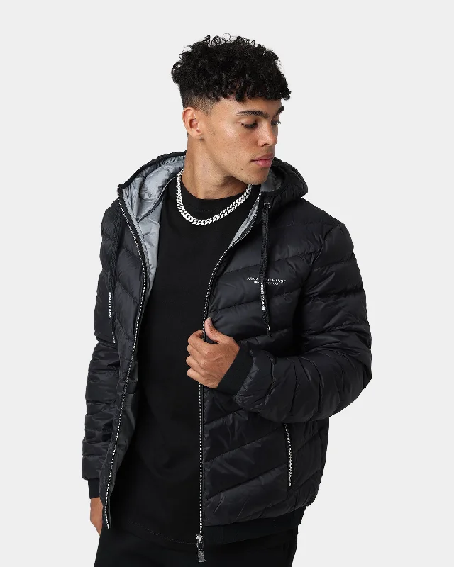 Armani Exchange Giacca Piumino Puffer Jacket Black/Melange Grey Snapped Jacket Toggled Jacket Drawstring Jacket