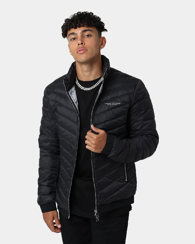 Armani Exchange Giacca Piumino Padded Down Jacket Black/Melange Grey Belted Jacket Elasticated Jacket Padded Jacket