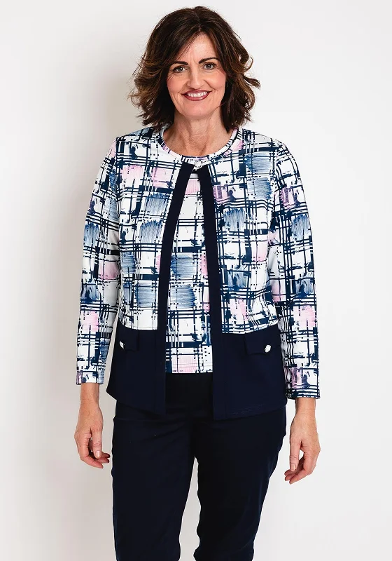 Via Veneto Abstract Print Jacket & Top Twinset, Pink Navy Cotton Jacket Linen Jacket Terry Jacket