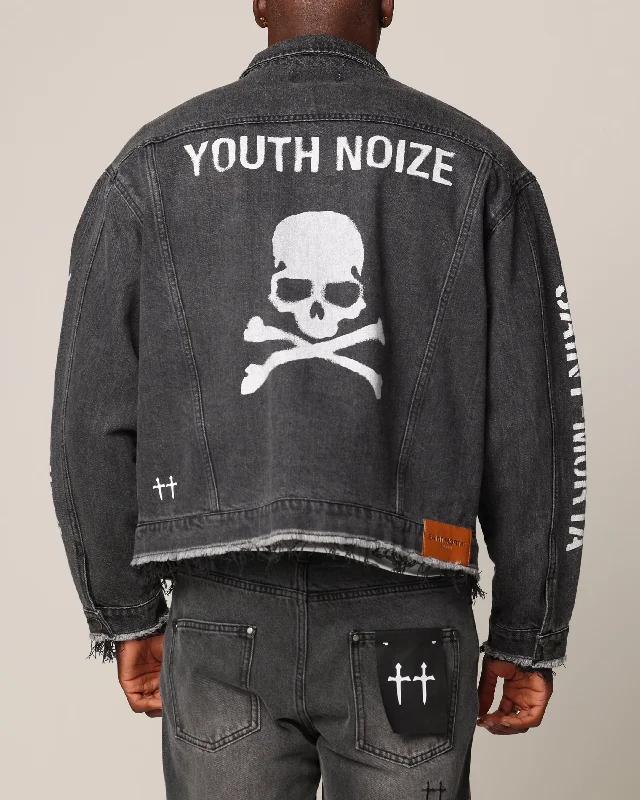 Saint Morta Youth Noize Denim Jacket Black Shadow Nylon Fabric Polyester Fabric Spandex Fabric