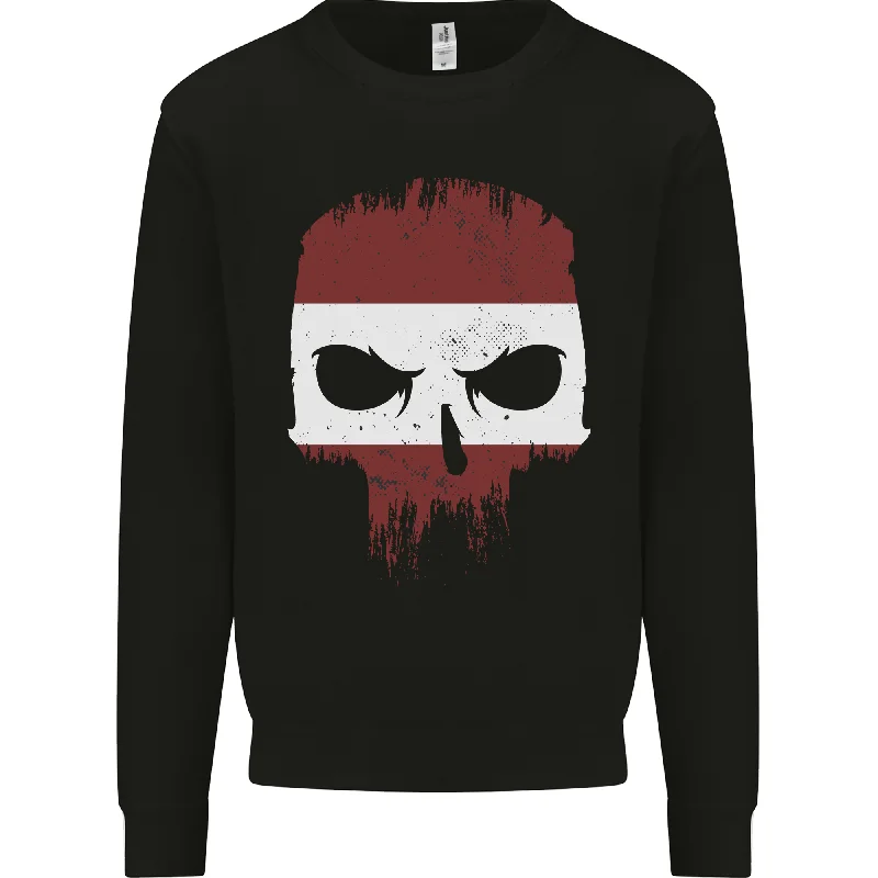 Austrian Skull Austria Gym Flag Biker Mens Sweatshirt Jumper Hoodie with Elastic Waist Stretchable Comfortable