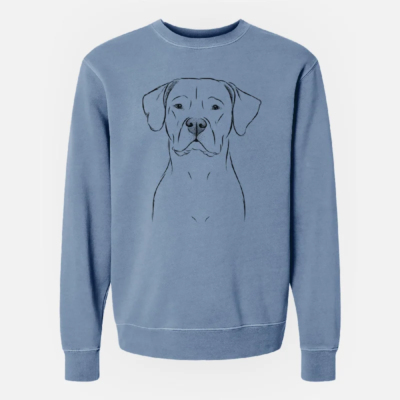 Bare Rufio the Dogo Argentino - Unisex Pigment Dyed Crew Sweatshirt Hoodie with Monochrome Minimalist Simple