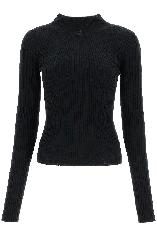 bed fitted pullover with solar light 324MPU186FI0049 BLACK Jewel Neck Pullover