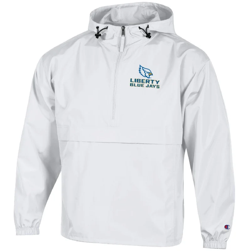 Liberty Blue Jays WHITE Windbreaker Packable Jacket - Champion Tailored Jacket Straight Jacket A-Line Jacket