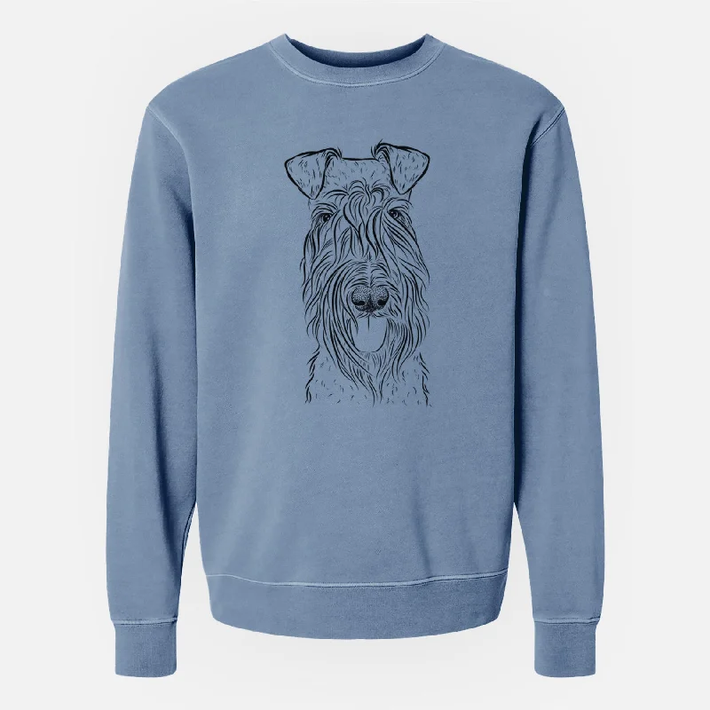 Bare Kricket the Kerry Blue Terrier - Unisex Pigment Dyed Crew Sweatshirt Hoodie with Slim Fit Tailored Modern