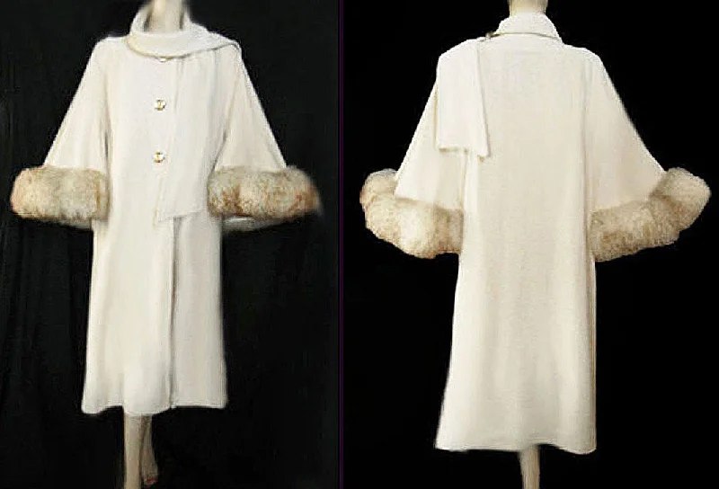 FROM MY OWN PERSONAL COLLECTION - GLAMOROUS VINTAGE KASHMIRACLE SHEARLING CAPE LIKE COAT - ABSOLUTELY BREATHTAKING! Hook-and-Loop Buckled Tied