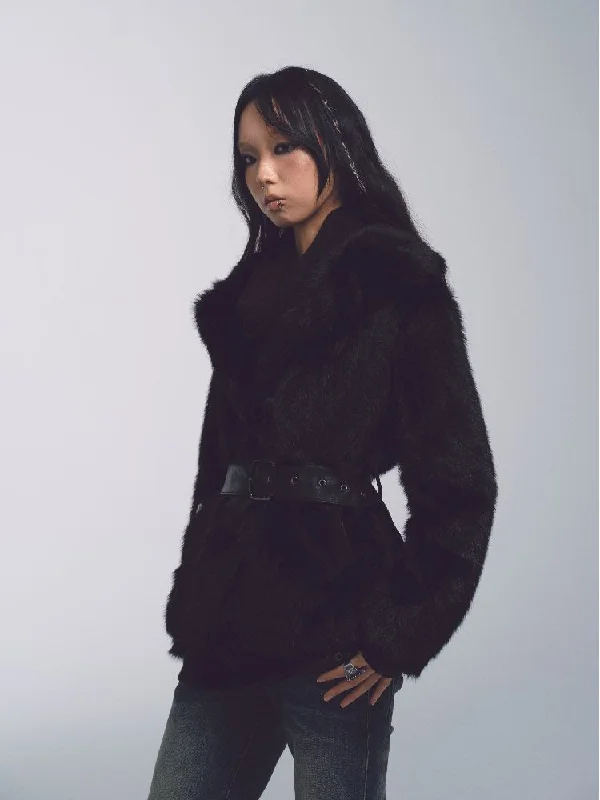 Long Sleeve Fur Coat【s0000011229】 Asymmetrical Diagonal princess