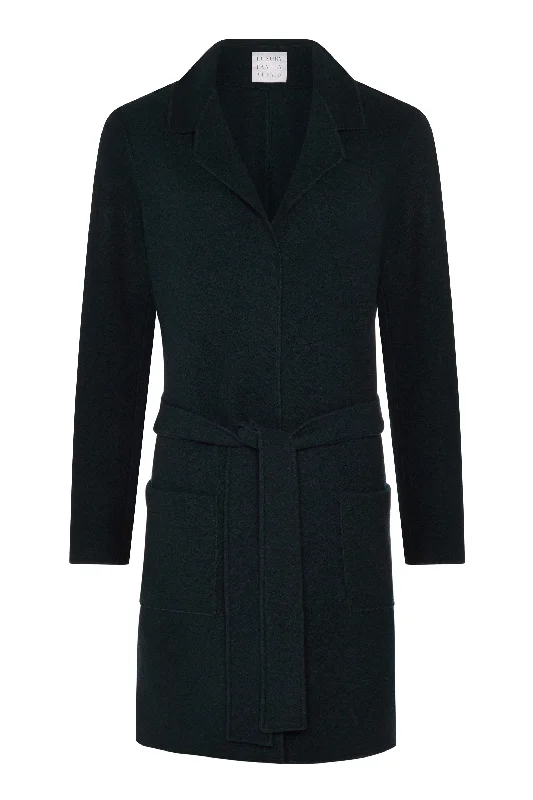 NOTTING HILL Mid Length Forest Green Classic Coat Kimono Robe Cloak