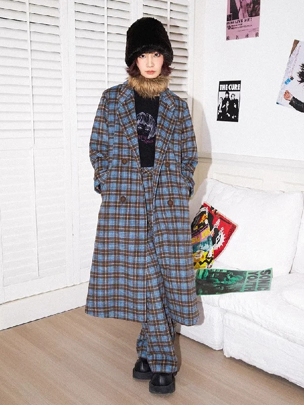 Loose plaid coat【s0000011306】 Hooded Caped Scarf