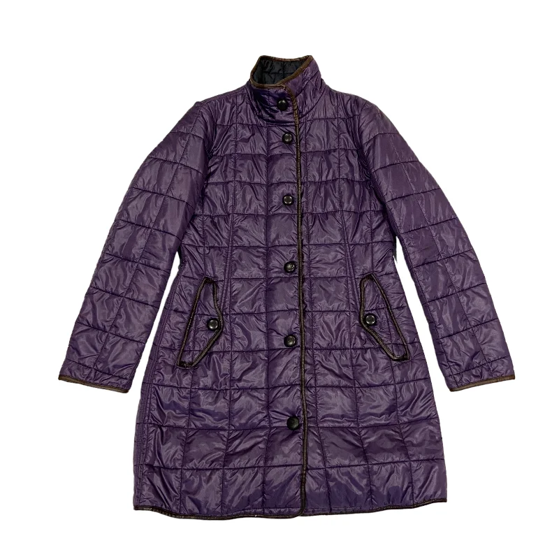 Fay Womens Mid Length Quilted Coat | Vintage High End Luxury Polyamid Purple VTG Turtleneck Jacket Crew Neck Jacket V-Neck Jacket