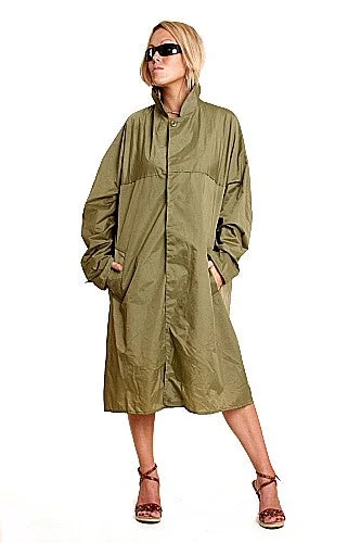 Women's French Nylon Trench Coat Boat Shawl Notched