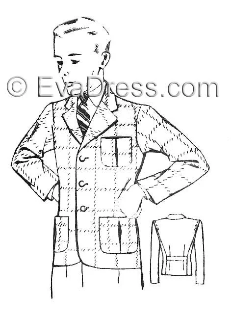 E-PATTERN 1930's Sports Coat E4972 Cotton Linen Terry