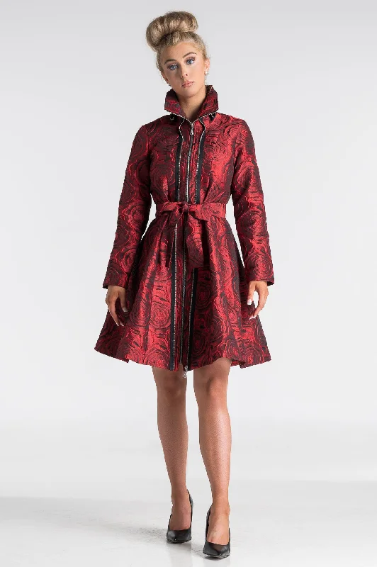 Samuel Dong Runway Brocade  Coat Dress Anorak Windbreaker Fleece