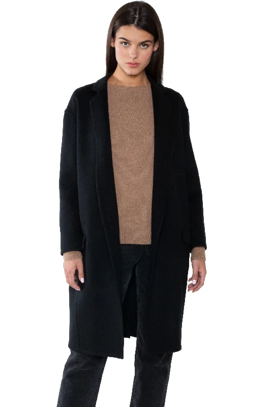 JENNIE LIU WOMEN'S CASHMERE WOOL DOUBLE-FACED LAPEL COAT Cardigan Sweater Pullover