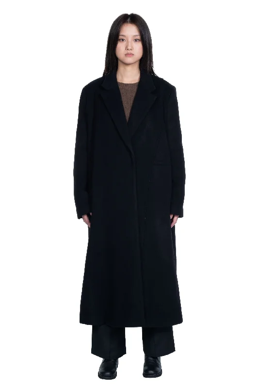 Ink Wool Fission Coat Lapel Coat Peter Pan Collar Coat Cowl Neck Coat