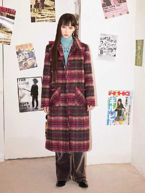 Plaid wool coat【s0000010705】 Elasticated Drawstring Belted