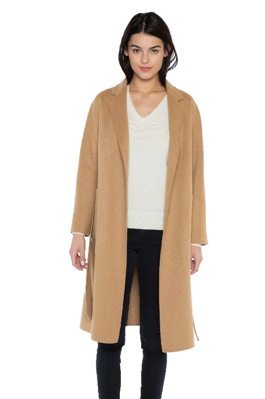 JENNIE LIU WOMEN'S CASHMERE WOOL DOUBLE FACE TRENCH COAT WITH BELT Vest Waistcoat Gilet