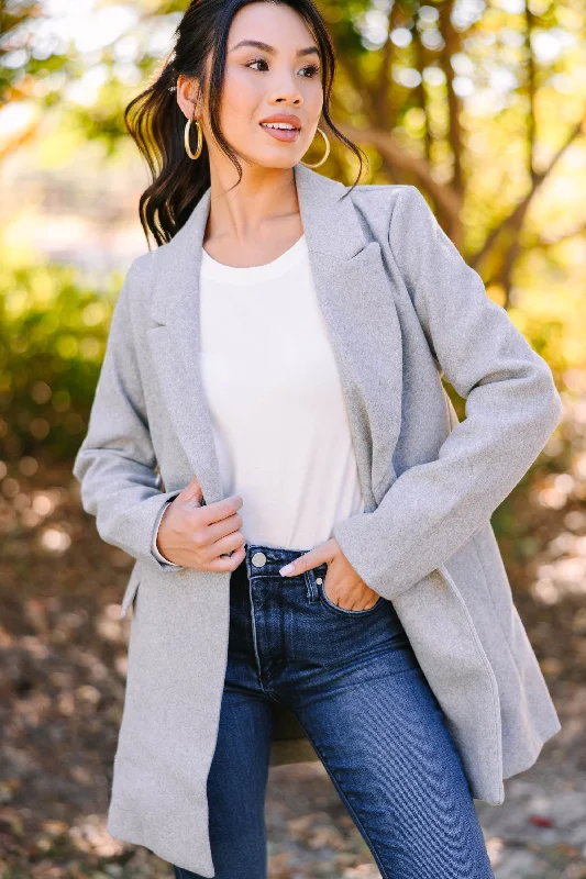 Looking Out Light Gray Fleece Coat Suede Faux Fur Shearling