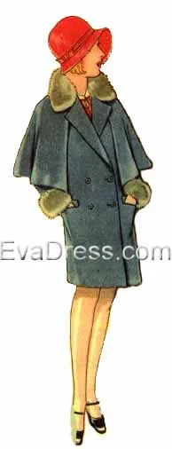 1929 Girl's Coat with Cape, C20-43247 Print Jacquard Embroidered