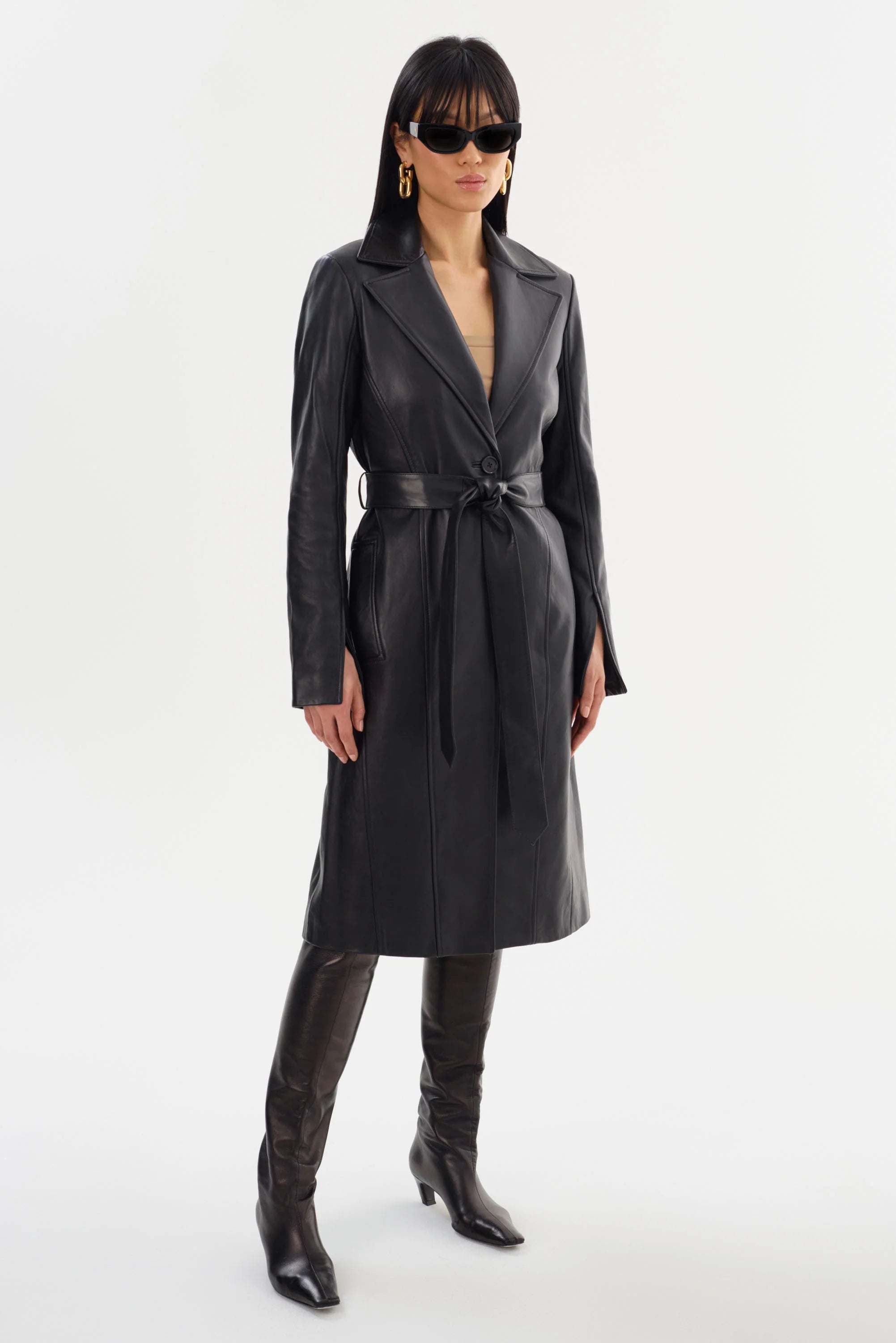 MIRANDA LEATHER TRENCH COAT Down Puffer Quilted