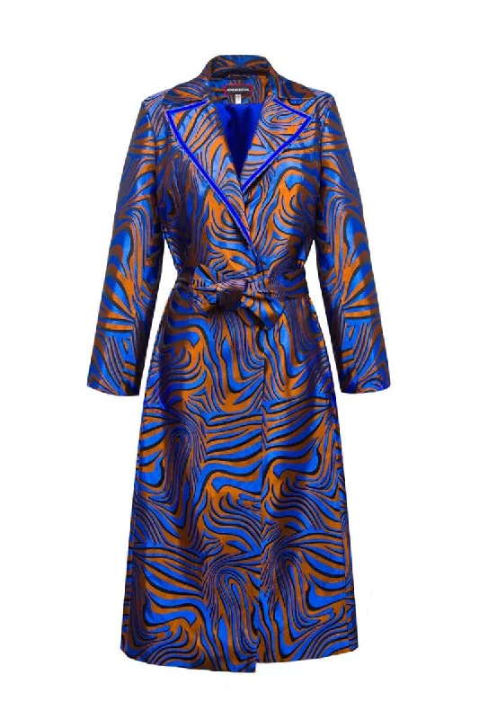 BLUE MARLYN COAT Print Jacquard Embroidered