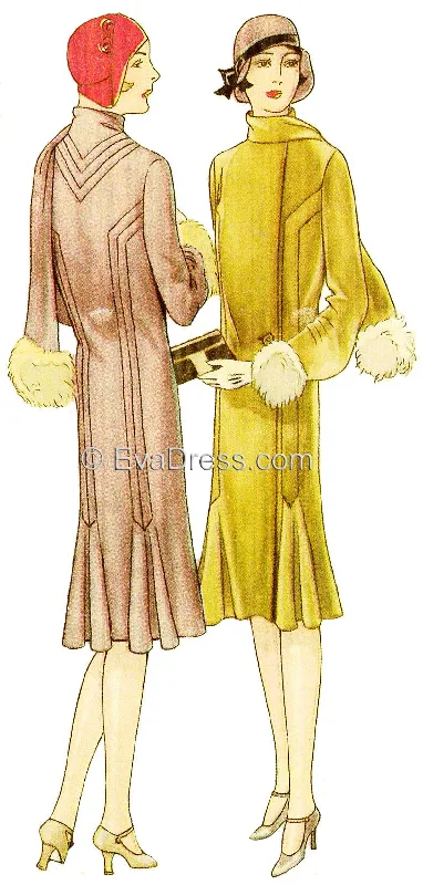 1929 Pin-tucked Coat with Godets C20-6681 Appliqued Beaded Sequined