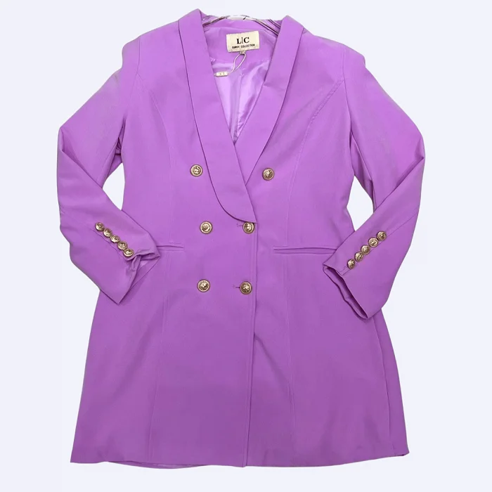 Lavender Coat Dress Tie-Waist Belted Drawstring