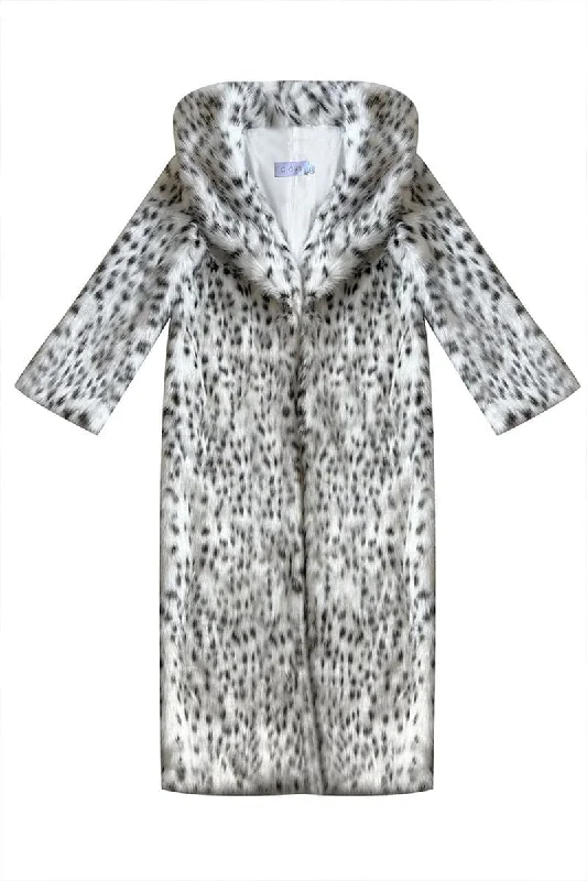 SOPHIA VEGAN FUR COAT Appliqued Beaded Sequined