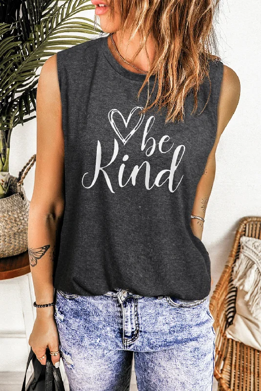 BE KIND Graphic Round Neck Tank lavender tank top