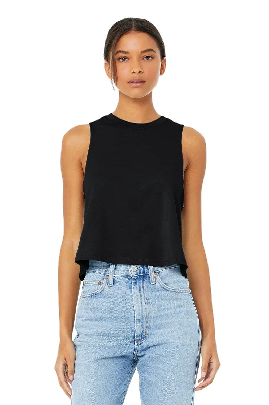 Bella + Canvas Womens Cropped Tank Top - Solid Black neon tank top