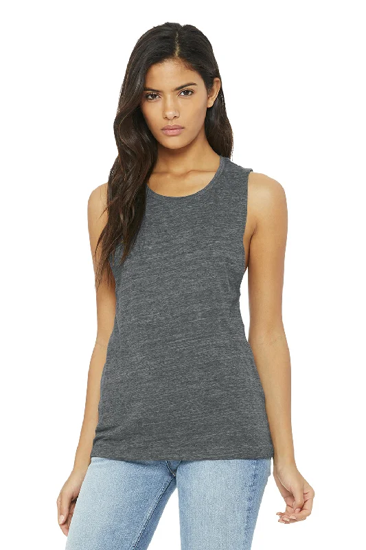 Bella + Canvas Womens Flowy Muscle Tank Top - Asphalt Grey Slub ivory tank top