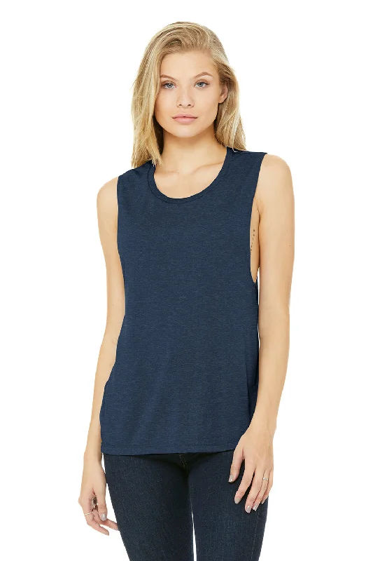 Bella + Canvas Womens Flowy Muscle Tank Top - Heather Navy Blue flexible tank top