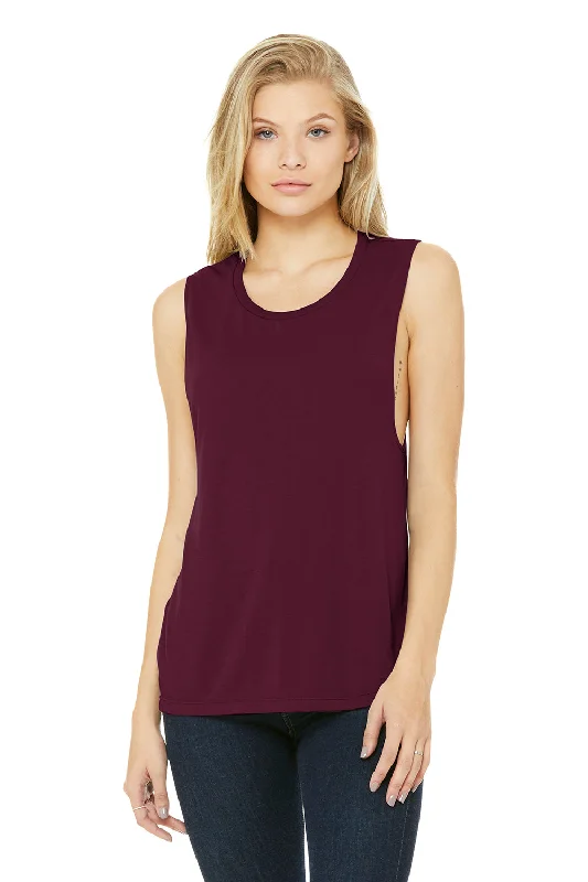 Bella + Canvas Womens Flowy Muscle Tank Top - Maroon boho tank top