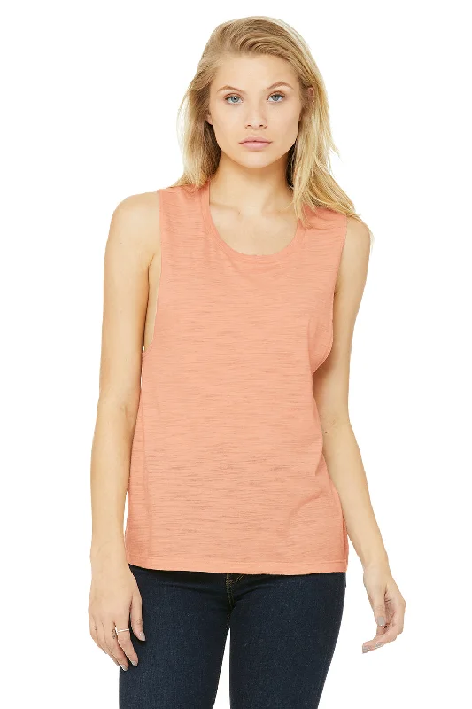 Bella + Canvas Womens Flowy Muscle Tank Top - Peach Slub silver tank top