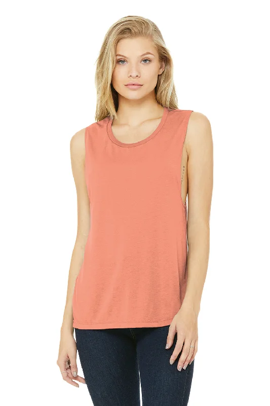 Bella + Canvas Womens Flowy Muscle Tank Top - Sunset Orange crew neck tank