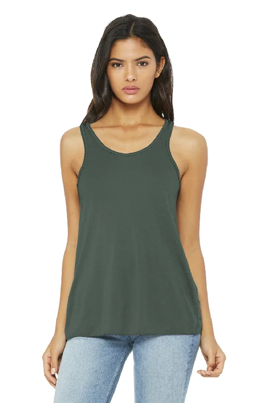 Bella + Canvas Womens Flowy Tank Top - Military Green spandex blend tank