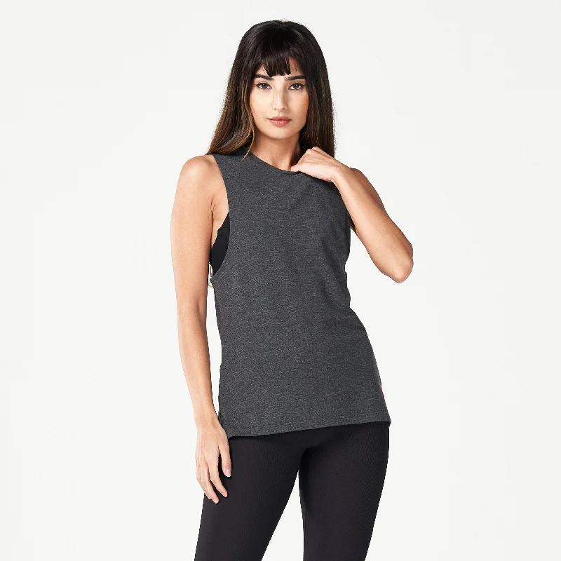 Code Marl Tank - Black Marl essential tank top