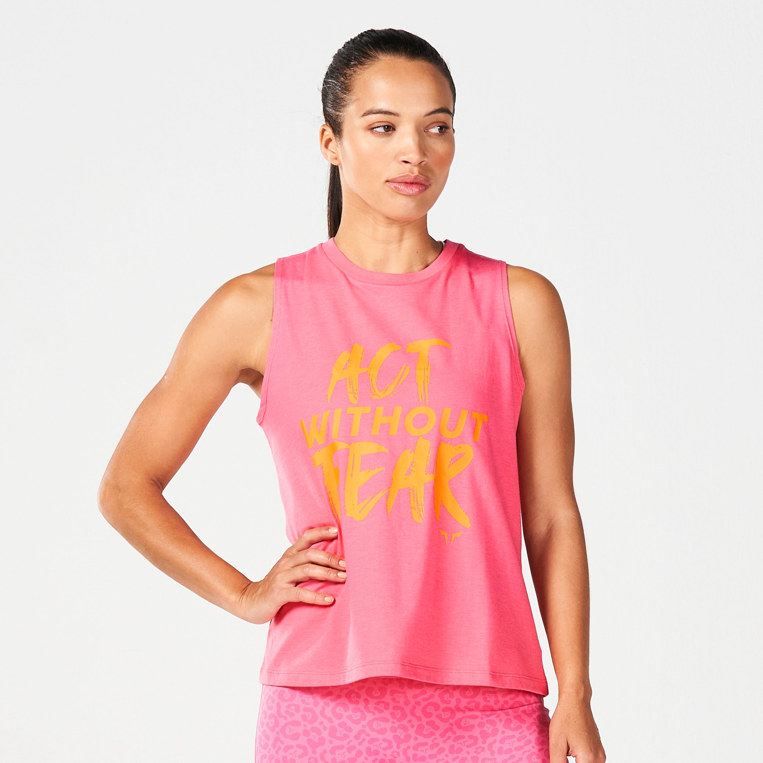 Core Belief Tank Top - Hot Pink Marl ribbed tank top