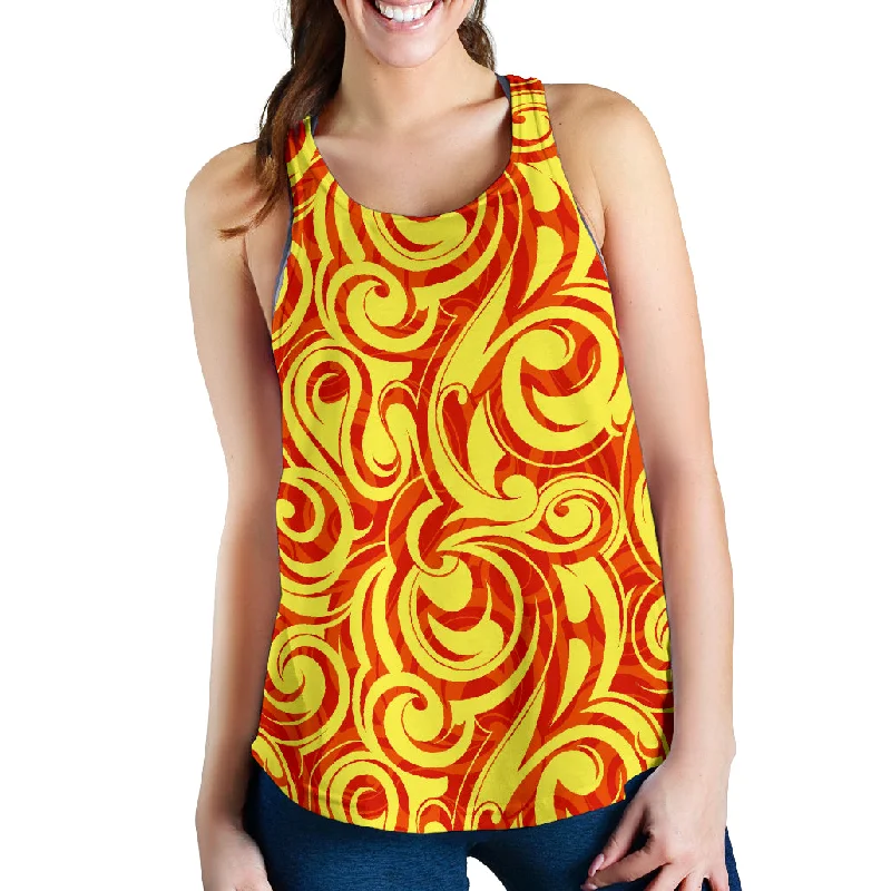 Fire flame design pattern Women Racerback Tank Top grey tank top