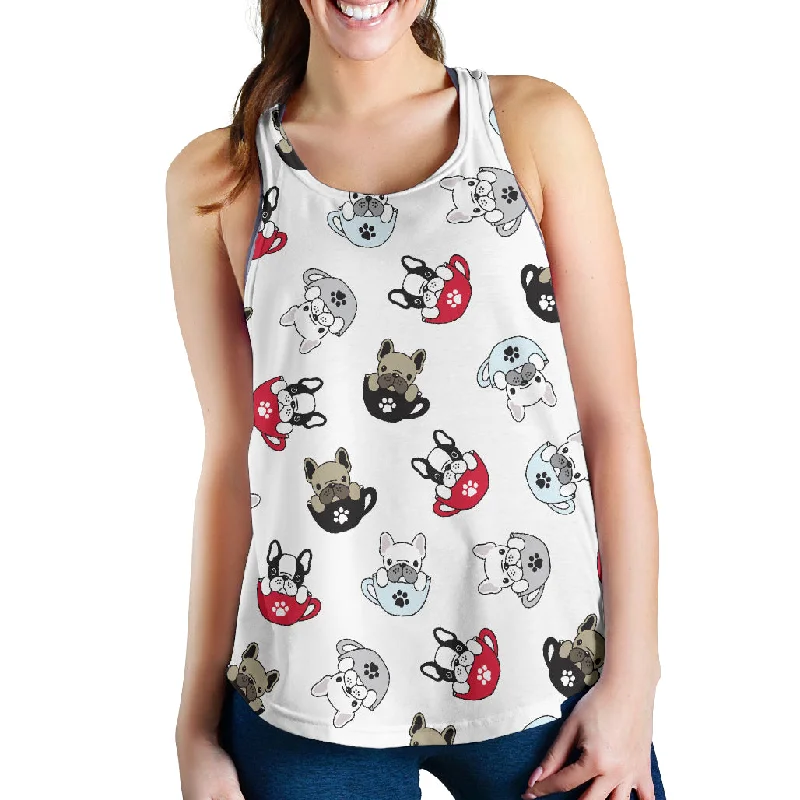 French bulldog cup paw pattern Women Racerback Tank Top mesh tank top