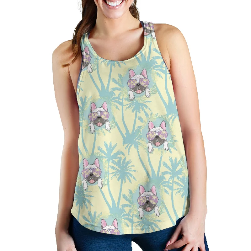 French bulldog hawaii blackground Women Racerback Tank Top cutout tank top