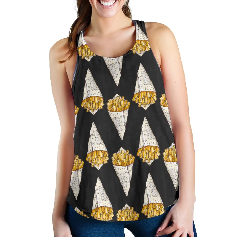 French fries dark background Women Racerback Tank Top high neck tank