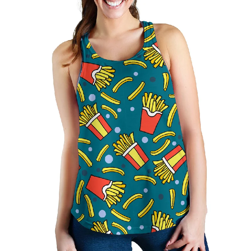 French fries red paper box pattern Women Racerback Tank Top v-neck tank top