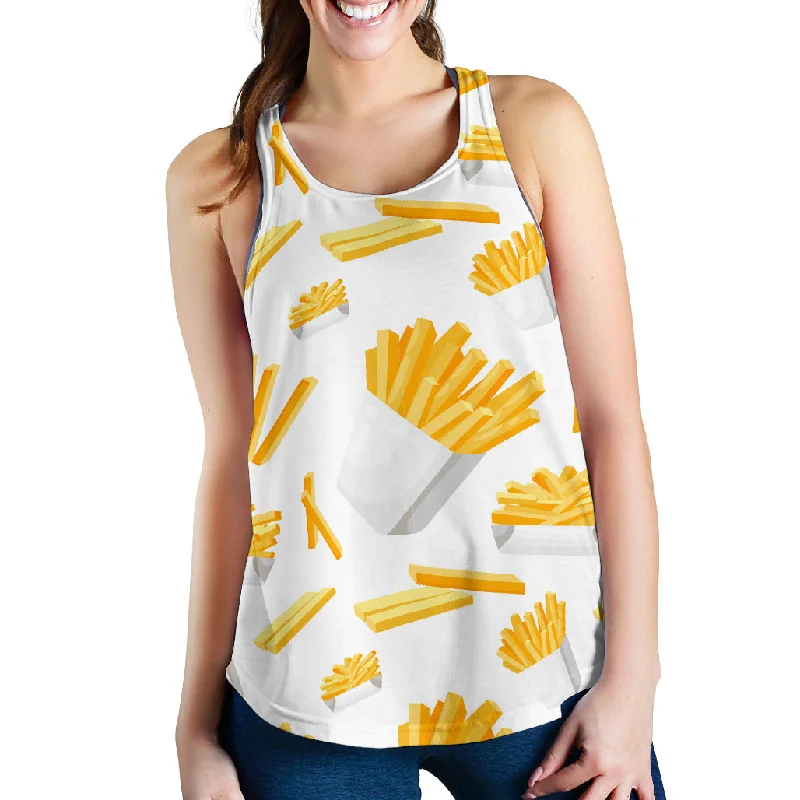 French fries white paper box pattern Women Racerback Tank Top relaxed fit tank