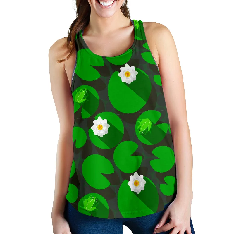 Frog waterlily pattern Women Racerback Tank Top seamless tank top