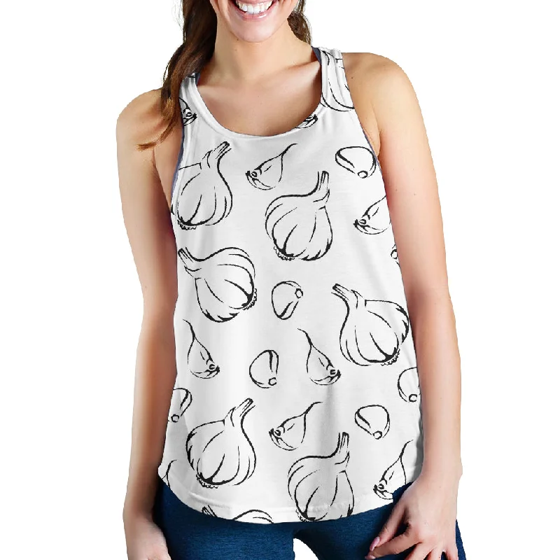 Garlic pattern black white Women Racerback Tank Top bronze tank top