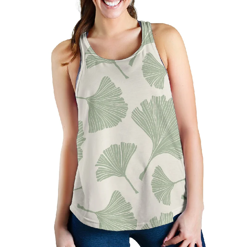 Ginkgo leaves pattern Women Racerback Tank Top lemon yellow tank